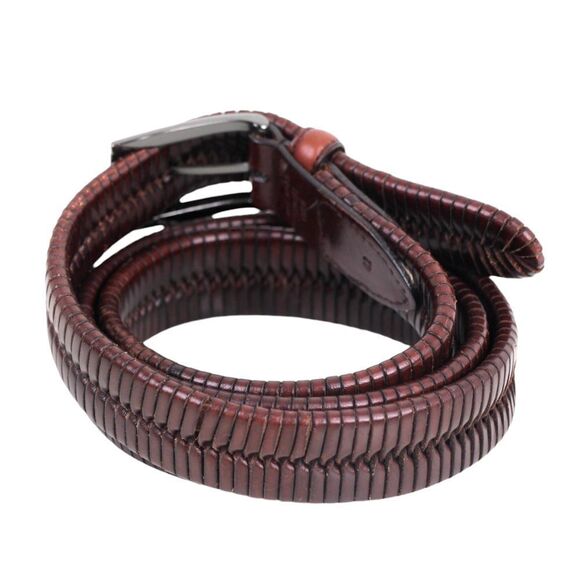 CLASSIC BRAIDED BROWN GENUINE LEATHER 1 1/8"Wd CASUAL DRESS MEN BELT Sz 42 (30D - Picture 4 of 11